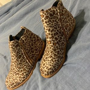 Cheetah print booties